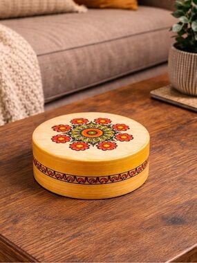 Wooden Folk Art Handpainted Keepsake Box